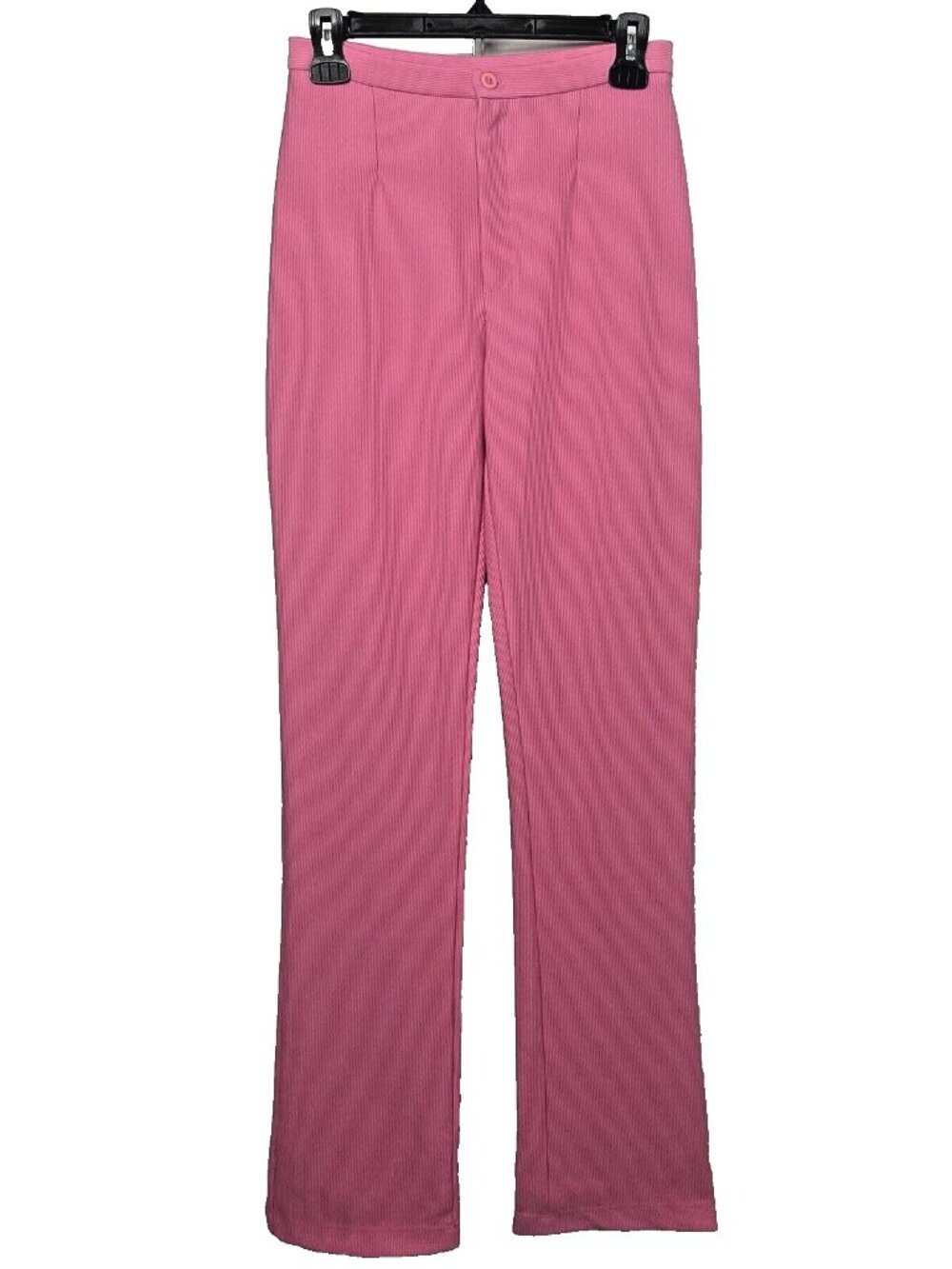 Vintage 90s Y2K Bisou Bisou Trouser Pants Size 6 Pink Ribbed Michele Bohbot